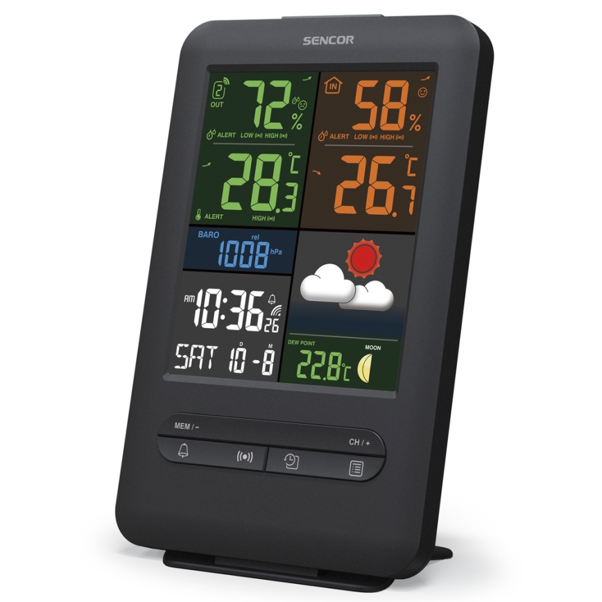 Sencor - Vremenska postaja z barvnim LCD zaslonom 5V/1xCR2032