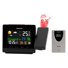 Sencor - Vremenska postaja z barvnim LCD zaslonom, alarmom in projektorjem 2xAA