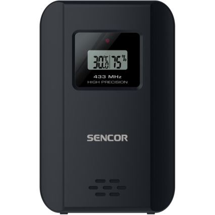 Sencor - Vremenska postaja z barvo LCD zaslonom in budilko 3xAAA črna