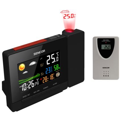 Sencor - Vremenska postaja z barva LCD display, budilka in projektor 2xAA + 2xAAA