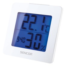 Sencor - Vremenska postaja z LCD zaslonom in alarmom 1xAA bela