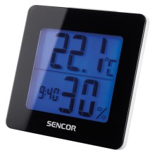 Sencor - Vremenska postaja z LCD zaslonom in alarmom 1xAA črna