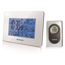 Sencor - Vremenska postaja z LCD zaslonom in alarmom 3xAA bela