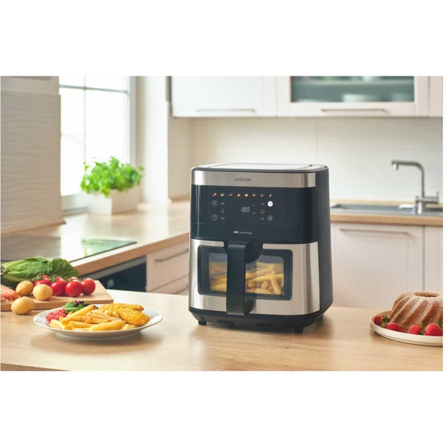 Sencor - Cvrtnik na vroč zrak 9 l 1700W/230V črna/mat krom