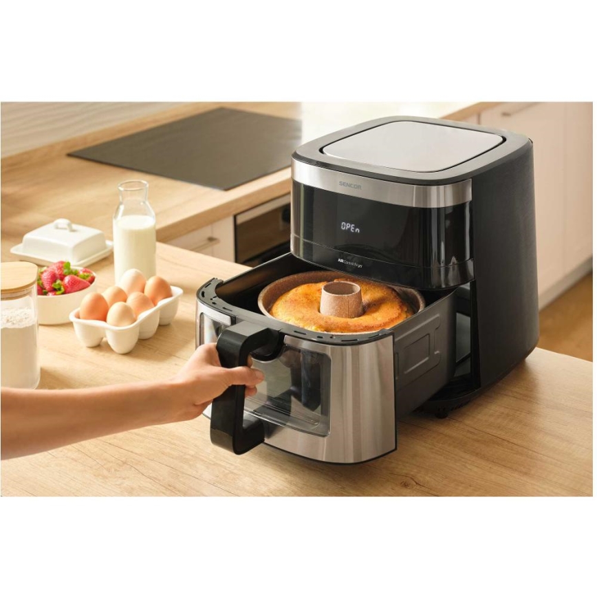 Sencor - Cvrtnik na vroč zrak 9 l 1700W/230V črna/mat krom