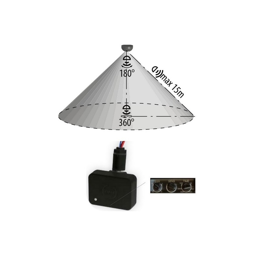 Senzor gibanja 230V IP65 črn