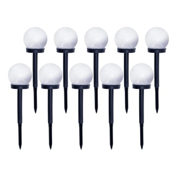 SET 10x LED Solarna svetilka LED/0,12W/1,2V 6500K IP44 črna/bela