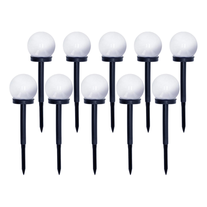 SET 10x LED Solarna svetilka LED/0,12W/1,2V 6500K IP44 črna/bela
