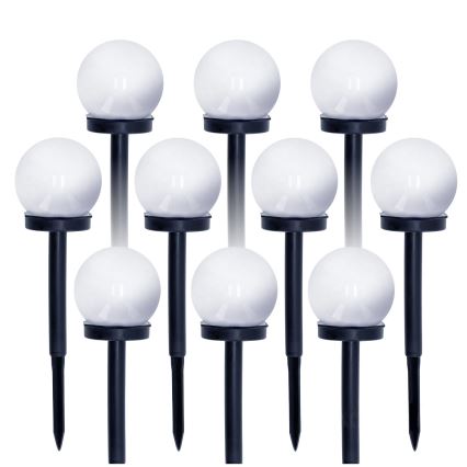 SET 10x LED Solarna svetilka LED/0,12W/1,2V 6500K IP44 črna/bela