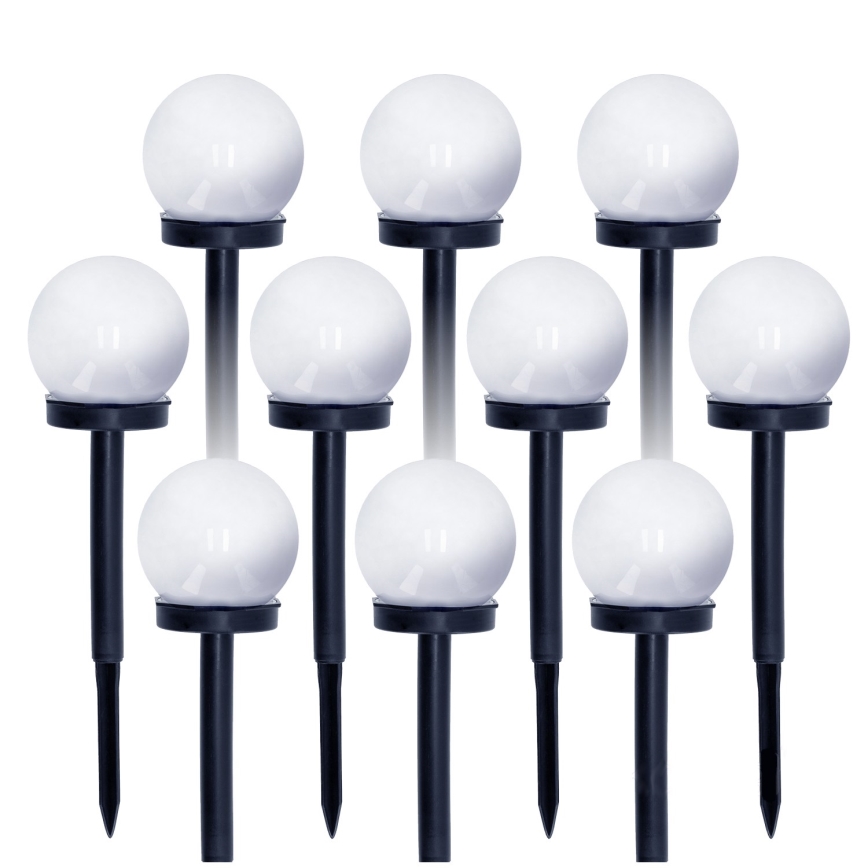 SET 10x LED Solarna svetilka LED/0,12W/1,2V 6500K IP44 črna/bela