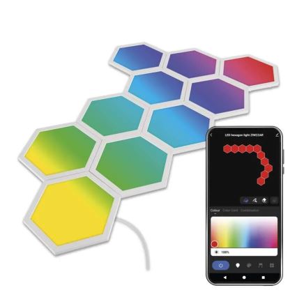 SET 10x RGBIC Zatemnitveni panel LED/1,9W/230V Wi-Fi Tuya