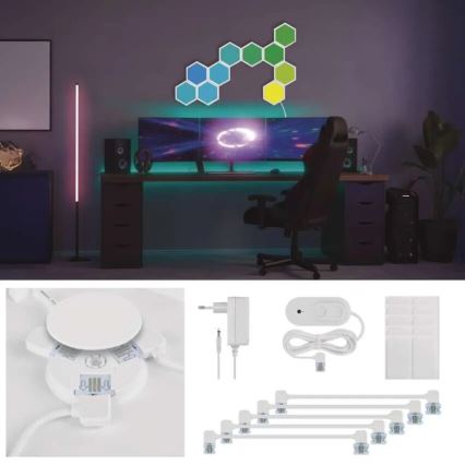 SET 10x RGBIC Zatemnitveni panel LED/1,9W/230V Wi-Fi Tuya