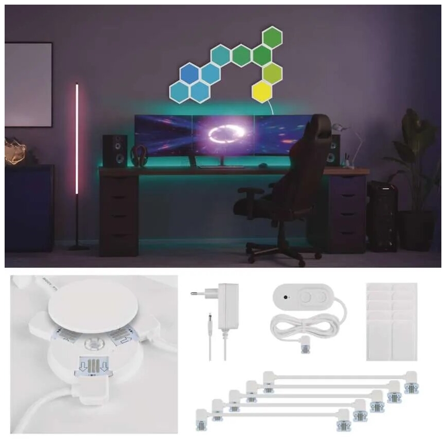 SET 10x RGBIC Zatemnitveni panel LED/1,9W/230V Wi-Fi Tuya