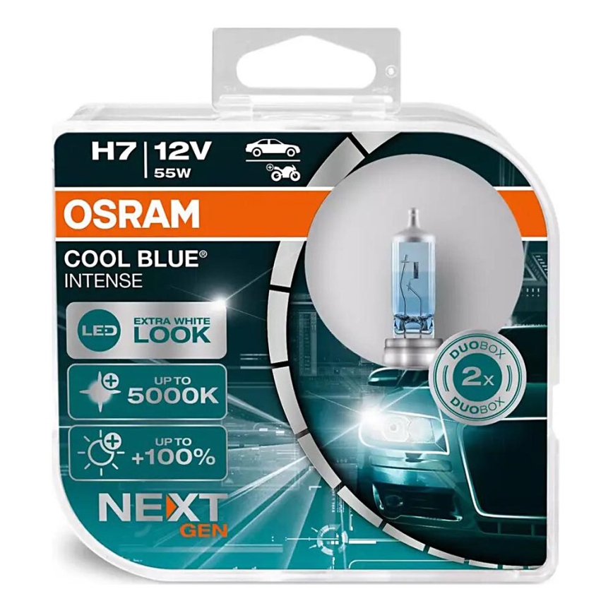 SET 2x Avto žarnica COOL MODRA H7 PX26d/55W/12V 5000K - Osram