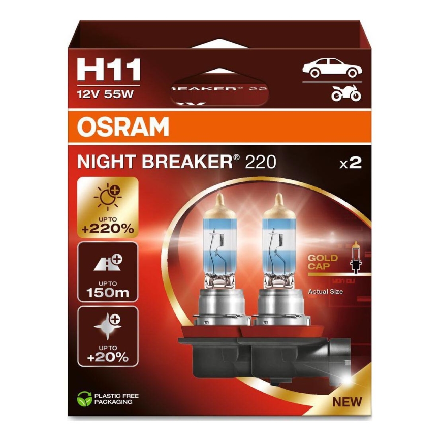 SET 2x Avto žarnica NIGHT BREAKER H11 PGJ19-2/55W/12V - Osram