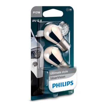 SET 2x Avto žarnica Philips SILVER VISION 12496SVB2 PY21W BAU15s/21W/12V