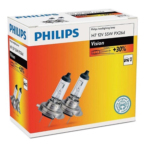 SET 2x Avto žarnica Philips VISION 12972PRC2 H7 PX26d/55W/12V 3200K