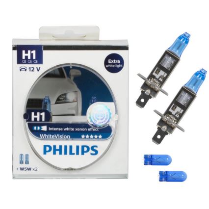 SET 2x Avto žarnica Philips WHITEVISION 12258WHVSM H1 P14,5s/55W/12V 3700K