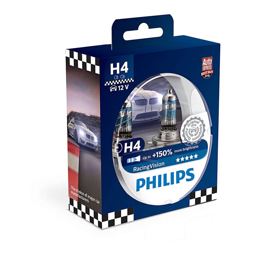 SET 2x Avtožarnica Philips RACINGVISION 12342RVS2 H4 P43t-38/55W/12V 3500K