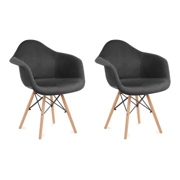 SET 2x Jedilni stol NEREA 80x60,5 cm siva/bukev