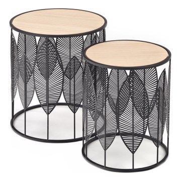 SET 2x Klubska mizica FOLLA pr. 33/40 cm črna
