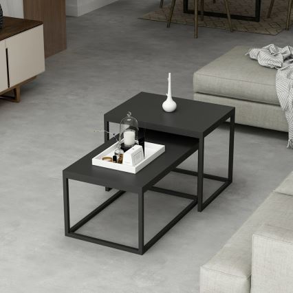 SET 2x Klubska mizica LEKA črna