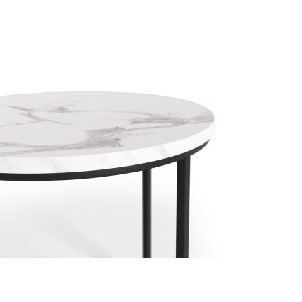SET 2x Klubska mizica OREO pr. 43/53 cm črna/dekor iz marmorja