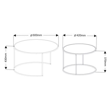 SET 2x Klubska mizica TOKYO pr. 42/60 cm črna