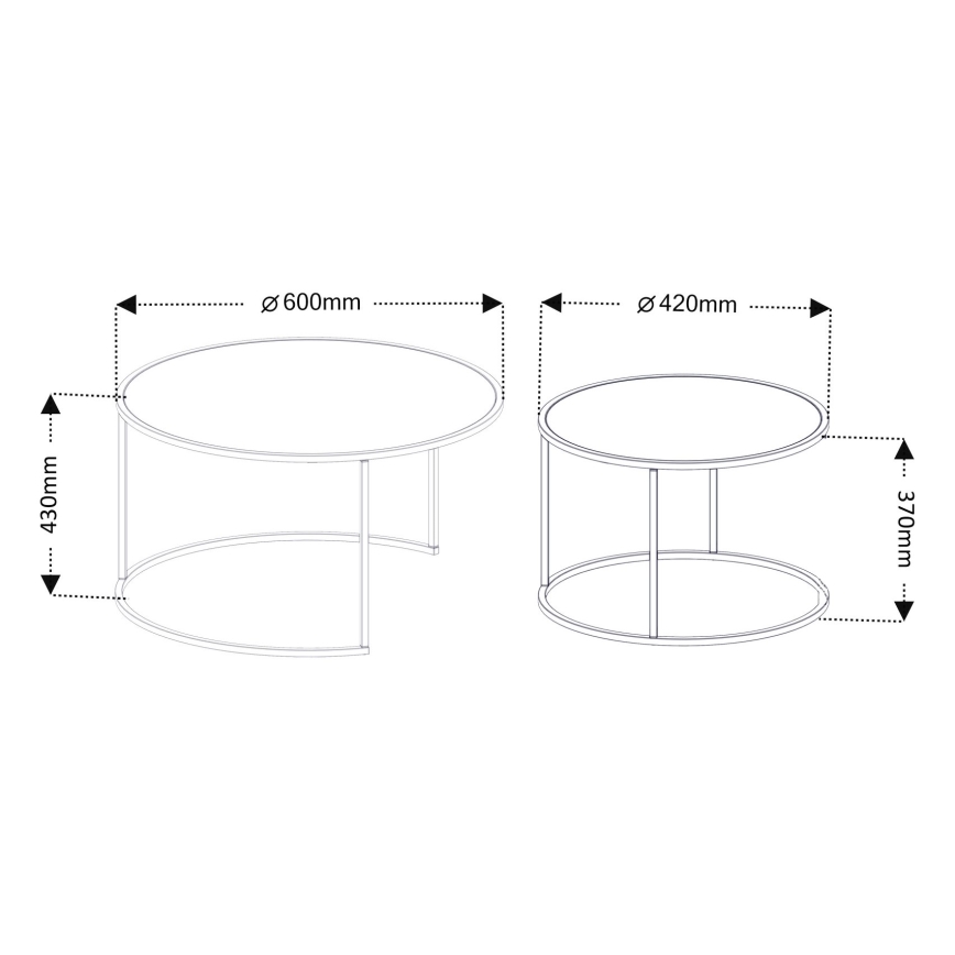 SET 2x Klubska mizica TOKYO pr. 42/60 cm črna