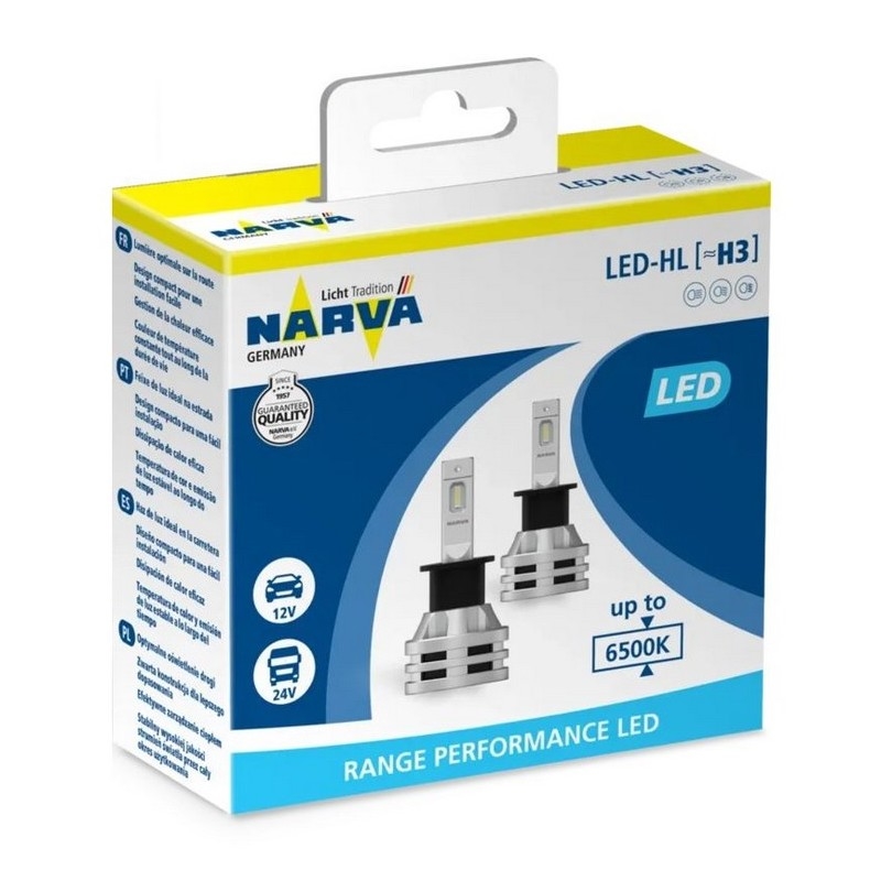 SET 2x LED Avto žarnica H3 PK22s/19W/12V 6500K - Narva 18058RPNVAX2