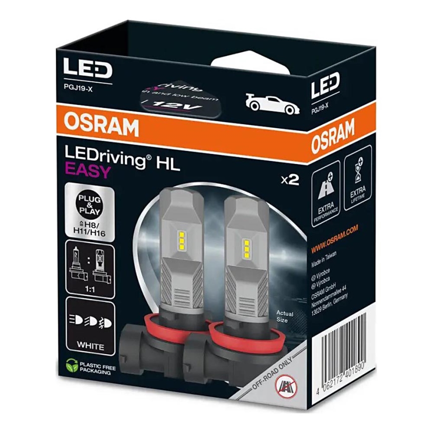 SET 2x LED Avto žarnica H8/H11/H16 PGJ19-X/8,2W/12V 6000K - Osram