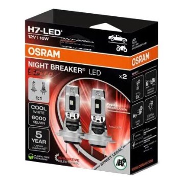 SET 2x LED Avto žarnica NIGHT BREAKER H7 PX26d/16W/12V 6000K - Osram