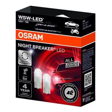 SET 2x LED Avto žarnica NIGHT BREAKER W2.1x9.5d/1W/12V 5700K - Osram
