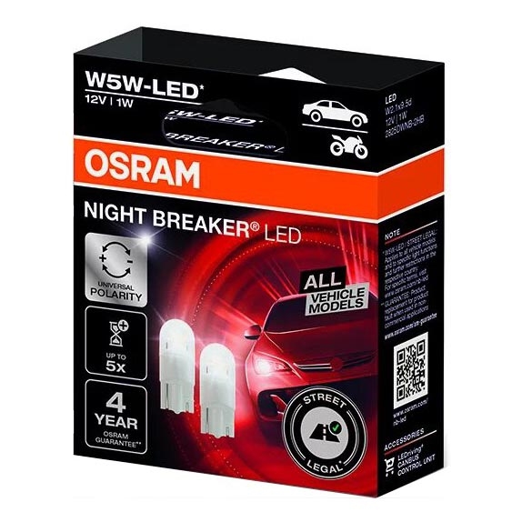 SET 2x LED Avto žarnica NIGHT BREAKER W2.1x9.5d/1W/12V 5700K - Osram