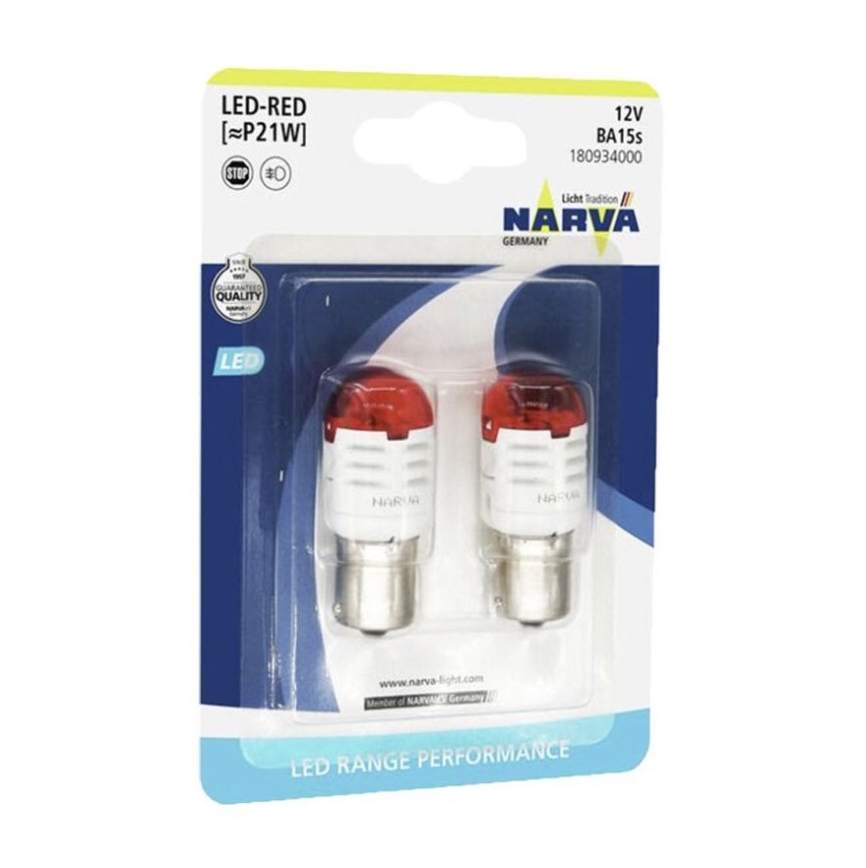 SET 2x LED Avto žarnica P21W BA15s/1,75W/12V rdeča - Narva 18093RPNVAB2