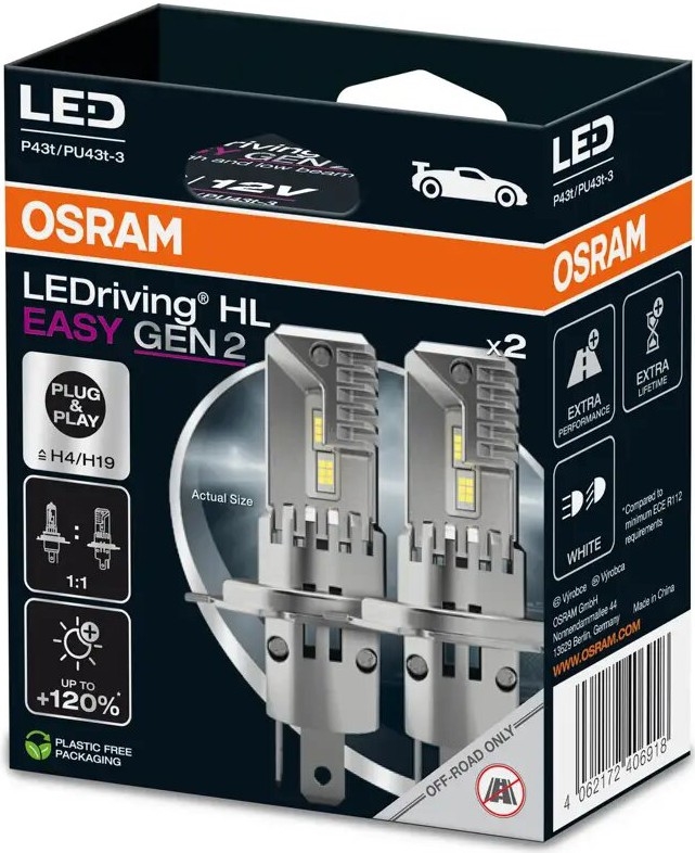 SET 2x LED avtomobilska žarnica LEDriving H4/H19 P43t/PU43T-3/25W/12V 6500K - Osram