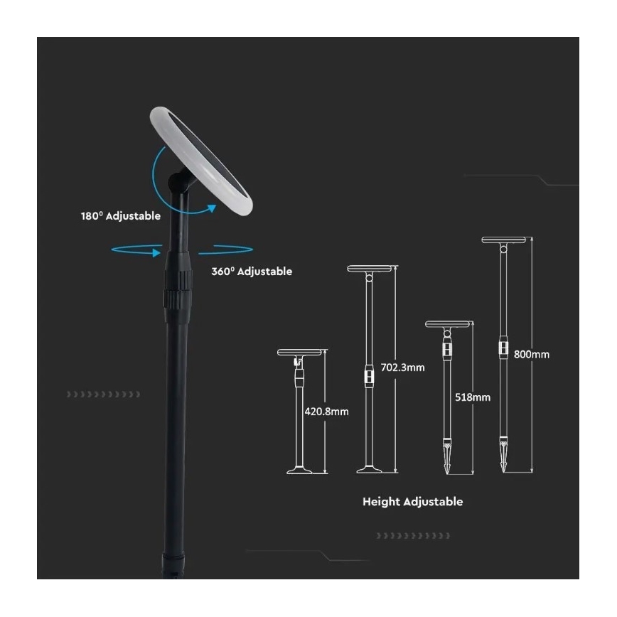 SET 2x LED Nastavljiva solarna svetilka GARDEN LED/3W/5V 42-80 cm 3000K IP65 1000 mAh