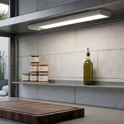 Komplet 2x polnilna LED osvetlitev za pohištvo z senzorjem gibanja in senzorjem mraka VIRO LED/1,2W/3,7V 800 mAh 3000/4000/6500K 30 cm bela