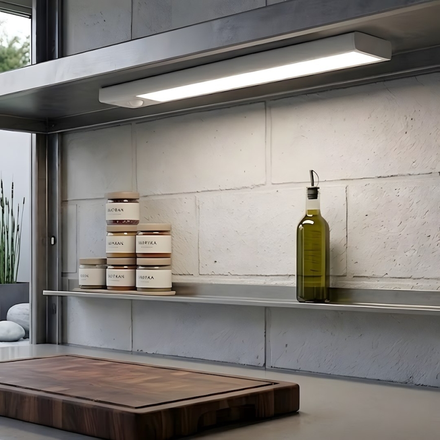 Komplet 2x polnilna LED osvetlitev za pohištvo z senzorjem gibanja in senzorjem mraka VIRO LED/1,2W/3,7V 800 mAh 3000/4000/6500K 30 cm bela