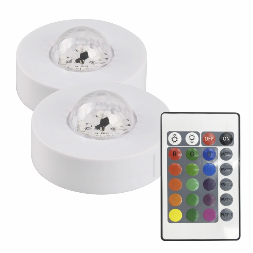 SET 2x LED RGB Zatemnitven dekorativna svetilka FESTA 3xAAA/4,5V + Daljinski upravljalnik
