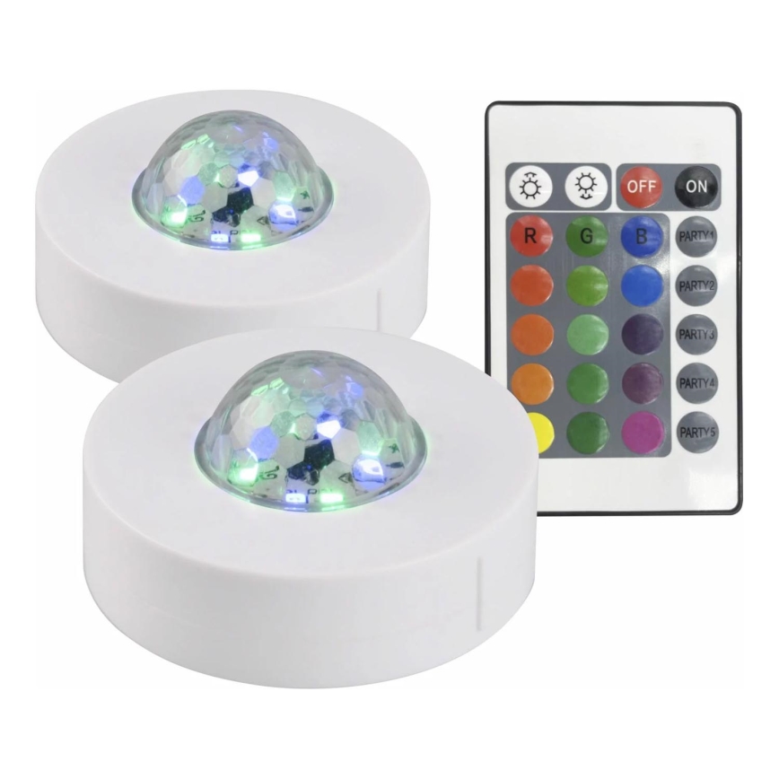 SET 2x LED RGB Zatemnitven dekorativna svetilka FESTA 3xAAA/4,5V + Daljinski upravljalnik