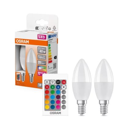 SET 2x LED RGBW Zatemnitvena žarnica B38 E14/4,9W/230V 2700K + Daljinski upravljalnik - Osram