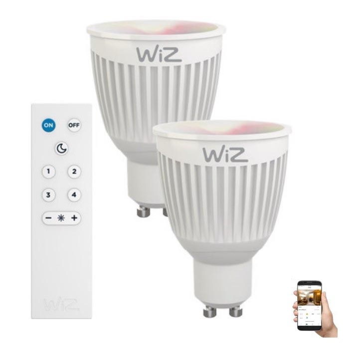 SET 2x LED RGBW Zatemnitvena žarnica GU10/6,5W/230V 2200-6500K Wi-Fi + DU - WiZ