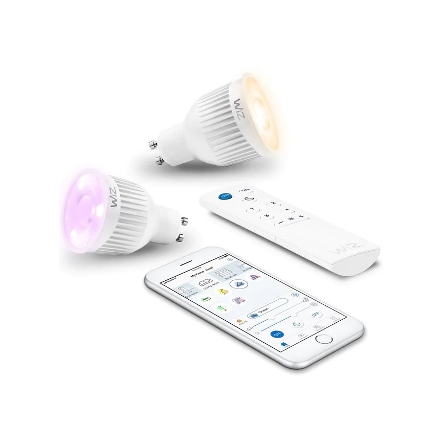 SET 2x LED RGBW Zatemnitvena žarnica GU10/6,5W/230V 2200-6500K Wi-Fi + DU - WiZ