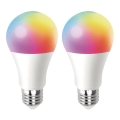 SET 2x LED RGBW Zatemnitvena žarnica MESH Pametni A60 E27/12W/230V 2700-6500K + Daljinski upravljalnik - Aigostar
