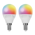 SET 2x LED RGBW Zatemnitvena žarnica MESH Pametni G45 E14/6,5W/230V 2700-6500K - Aigostar