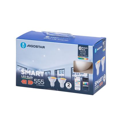 SET 2x LED RGBW Zatemnitvena žarnica MESH Pametni GU10/6,5W/230V 2700-6500K - Aigostar