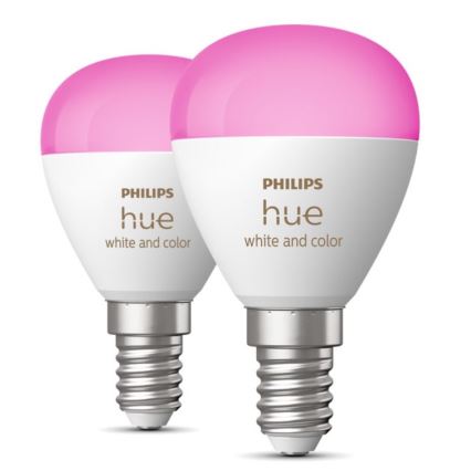 SET 2x LED RGBW Zatemnitvena žarnica Philips Hue White And Color Ambiance P45 E14/5,1W/230V 2000-6500K