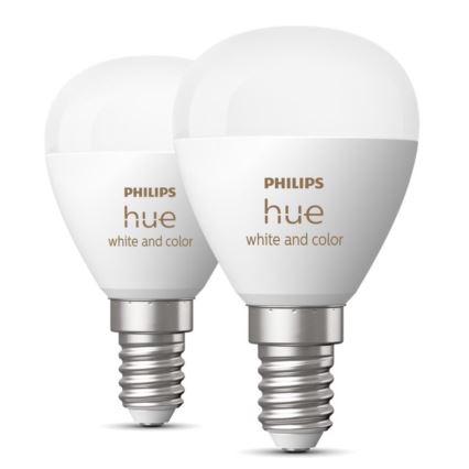 SET 2x LED RGBW Zatemnitvena žarnica Philips Hue White And Color Ambiance P45 E14/5,1W/230V 2000-6500K