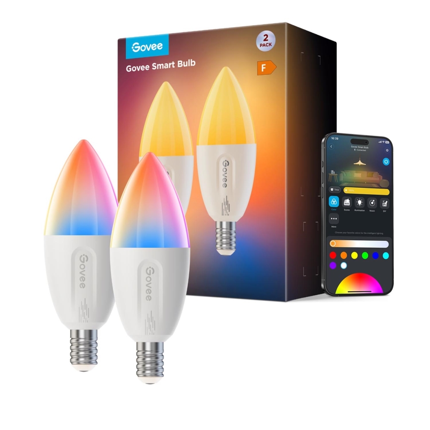 SET 2x LED RGBWW Zatemnitvena žarnica E14/5W/230V 2700-6500K Wi-Fi - Govee